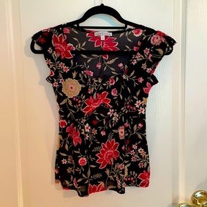 90’s vintage Moa Moa sexy sheer floral print top